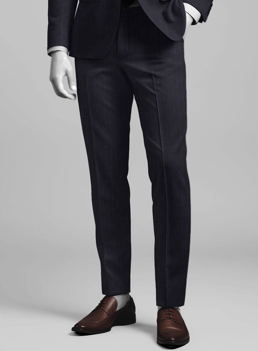 Napolean Elias Stripe Navy Wool Pants - StudioSuits