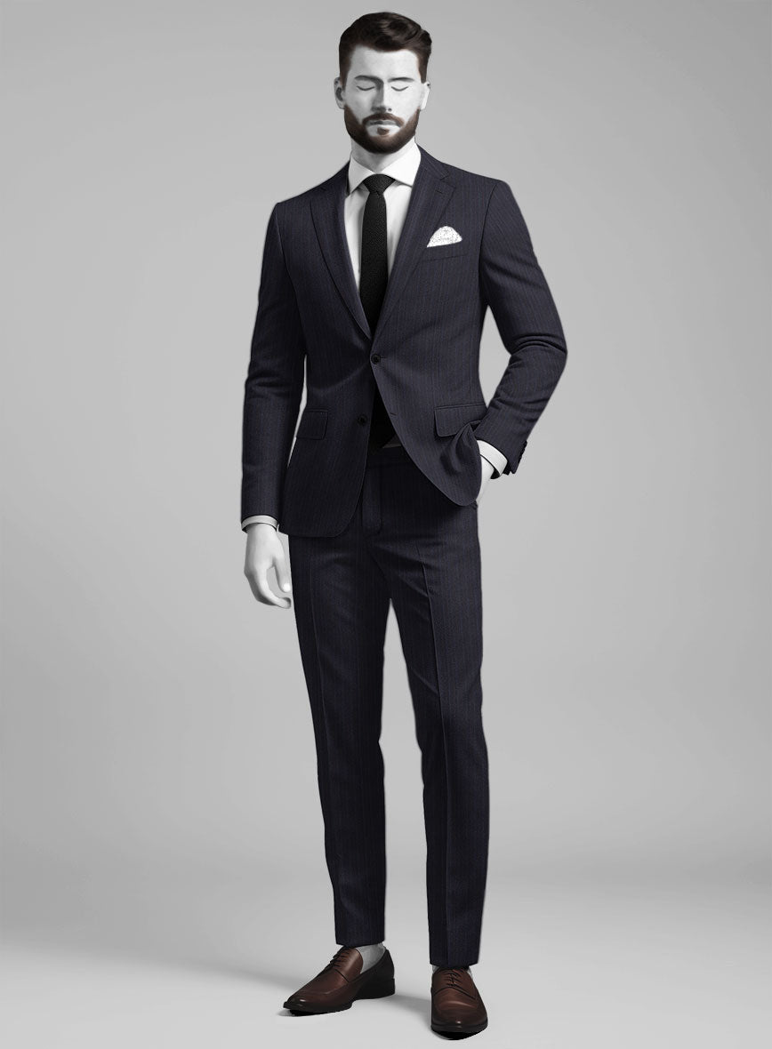 Napolean Elias Stripe Navy Wool Suit - StudioSuits