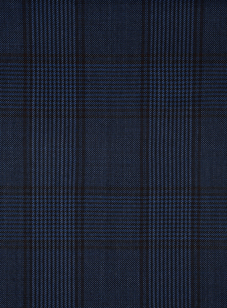 Napolean Eladio Check Royal Blue Wool Jacket - StudioSuits