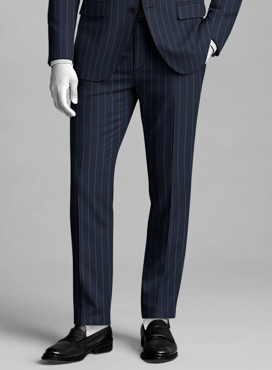 Napolean Eloyi Stripe Blue Wool Pants - StudioSuits