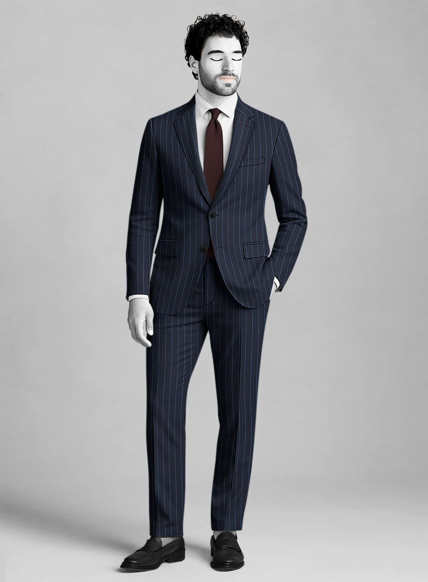 Napolean Eloyi Stripe Blue Wool Suit - StudioSuits