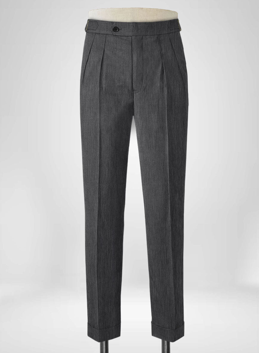 Napolean English Charcoal Wool Highland Trousers - StudioSuits