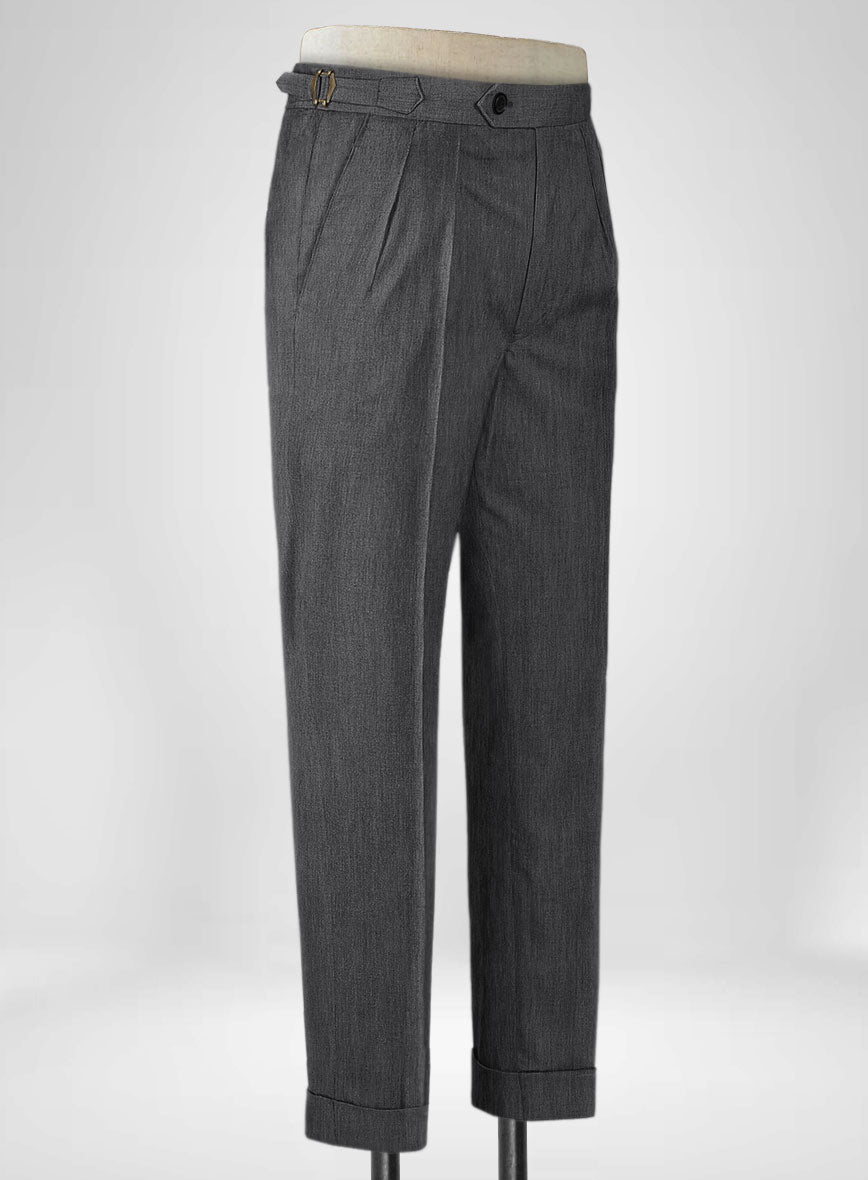 Napolean English Charcoal Wool Highland Trousers - StudioSuits