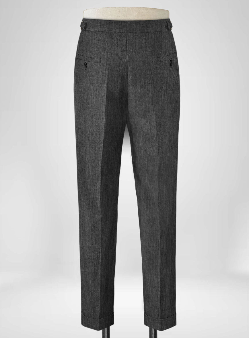 Napolean English Charcoal Wool Highland Trousers - StudioSuits