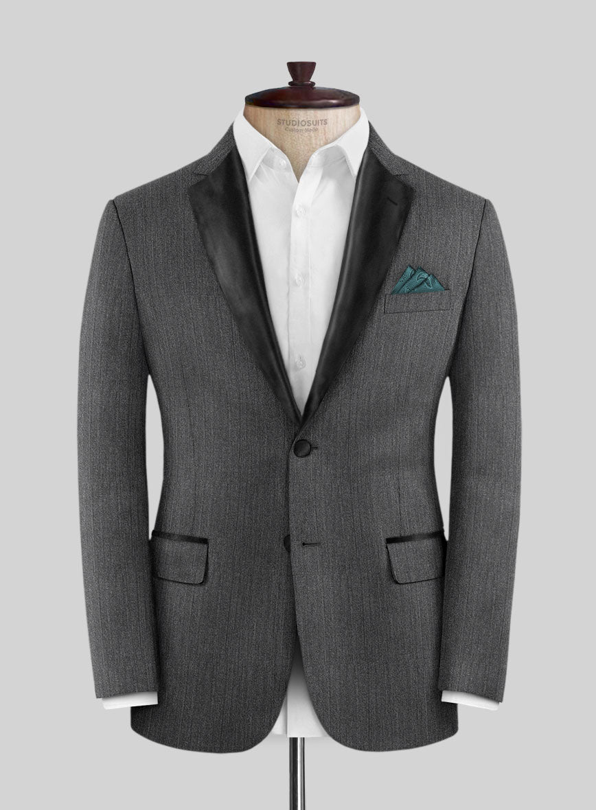 Napolean English Charcoal Wool Tuxedo Jacket - StudioSuits