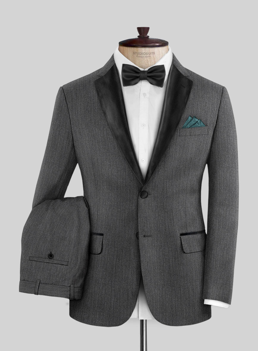 Napolean English Charcoal Wool Tuxedo Suit - StudioSuits