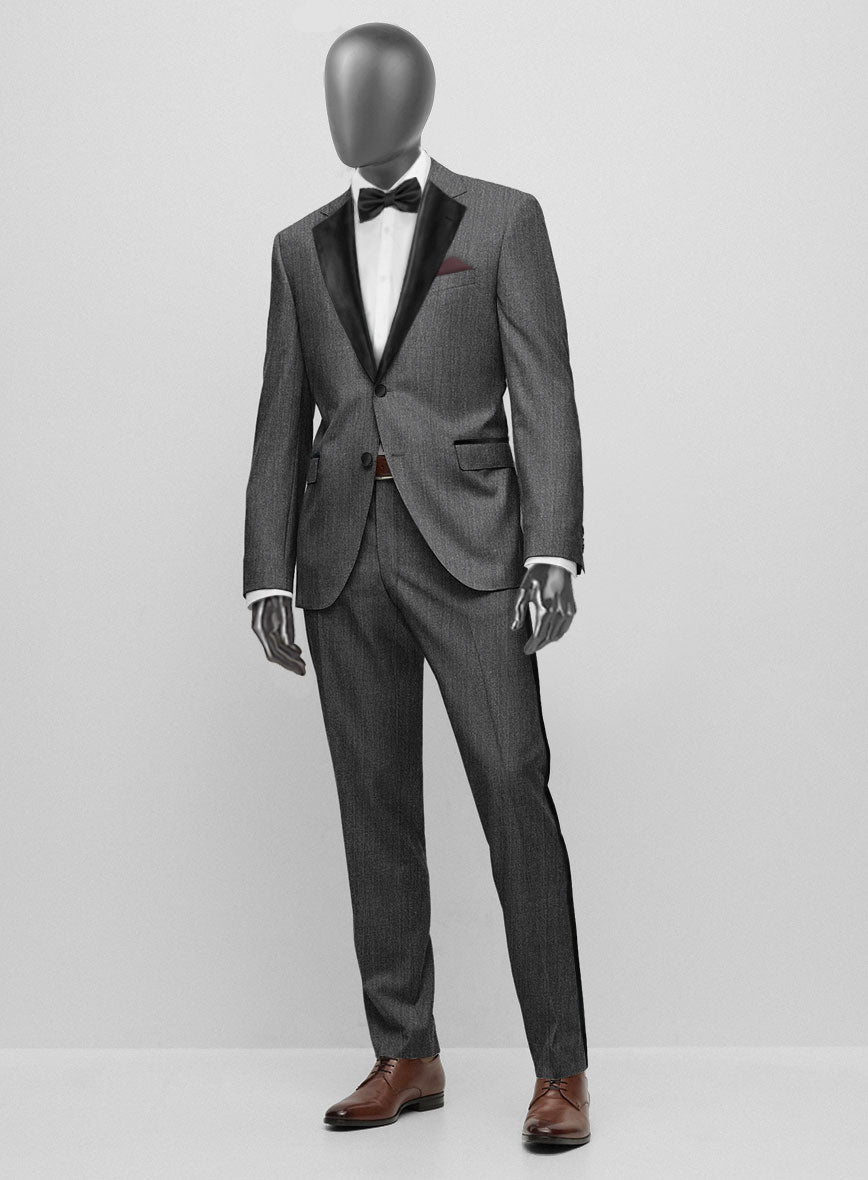 Napolean English Charcoal Wool Tuxedo Suit - StudioSuits