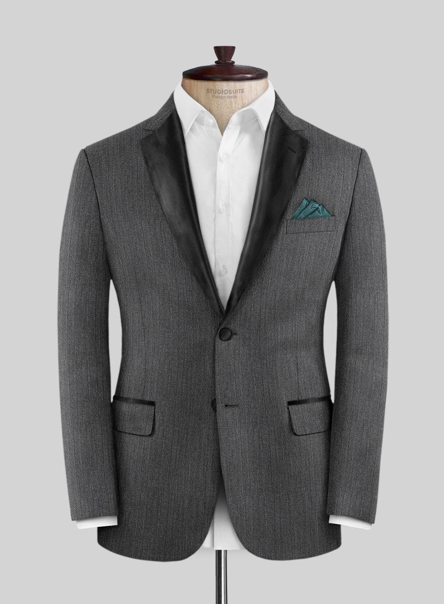 Napolean English Charcoal Wool Tuxedo Suit - StudioSuits