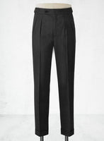 Napolean English Dark Charcoal Wool Highland Trousers - StudioSuits