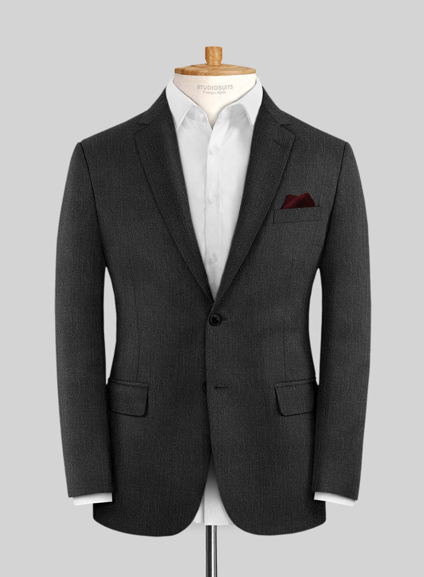 Napolean English Dark Charcoal Wool Jacket - StudioSuits