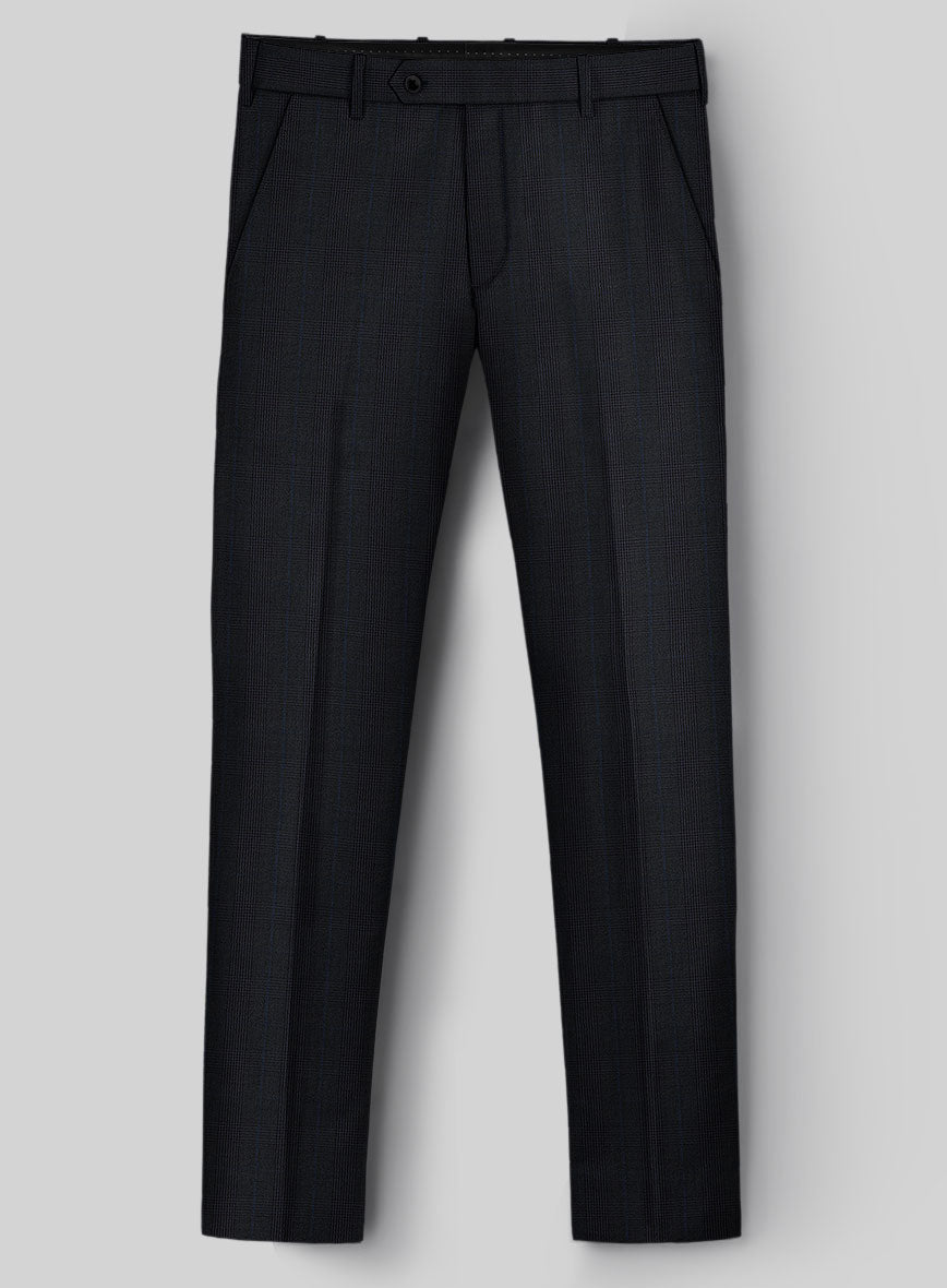 Napolean Esso Tartan Blue Wool Pants - StudioSuits