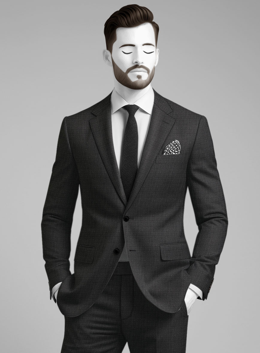 Napolean Esso Tartan Charcoal Wool Jacket - StudioSuits