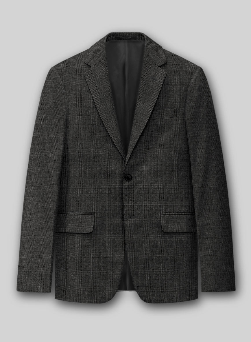 Napolean Esso Tartan Charcoal Wool Jacket - StudioSuits