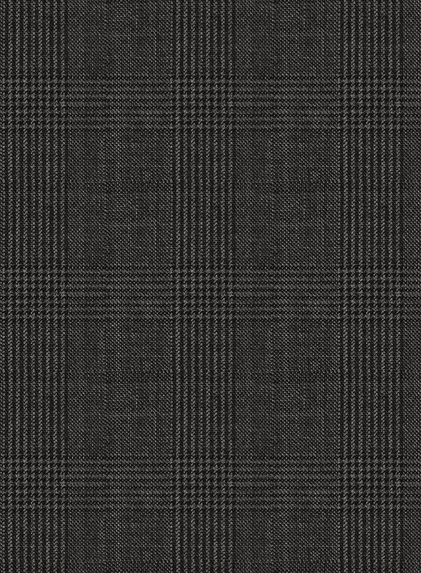 Napolean Esso Tartan Charcoal Wool Pants - StudioSuits
