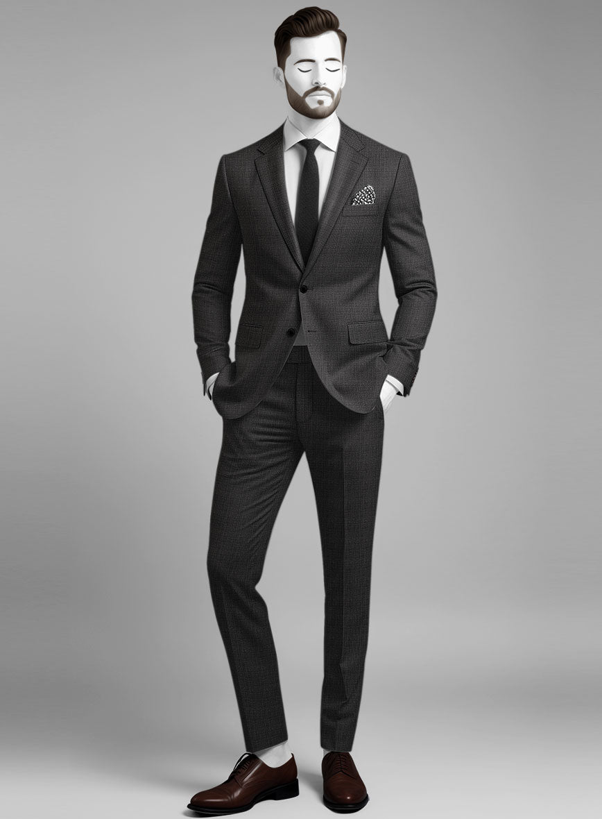 Napolean Esso Tartan Charcoal Wool Suit - StudioSuits