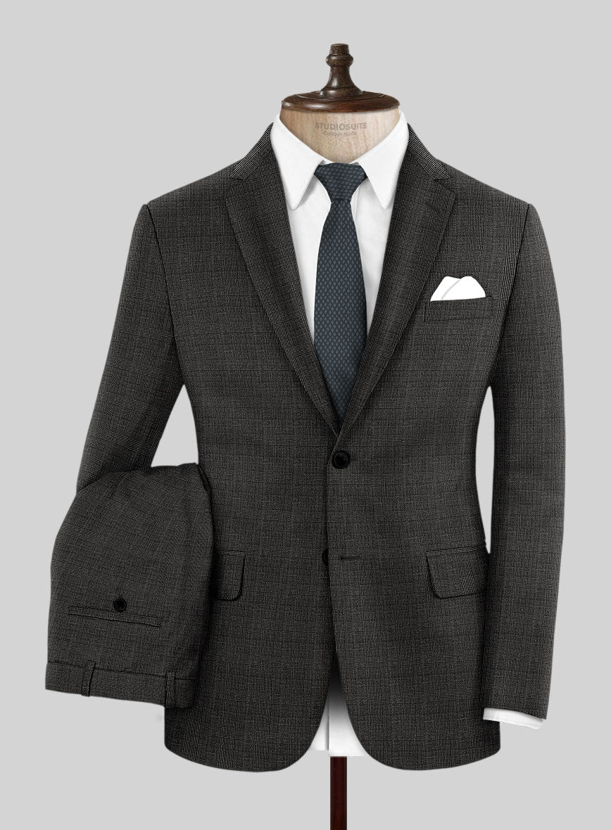 Napolean Esso Tartan Charcoal Wool Suit - StudioSuits