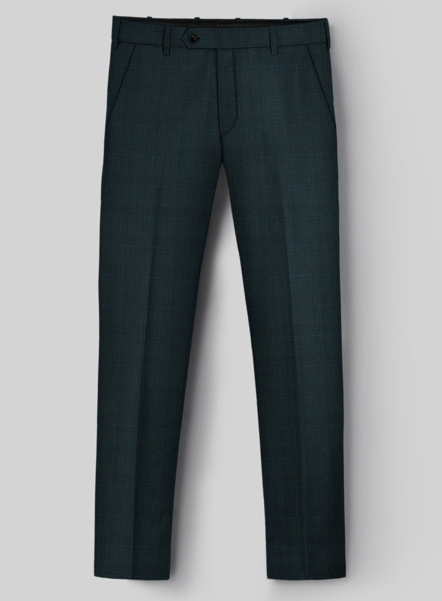 Napolean Esso Tartan Teal Bule Wool Pants - StudioSuits