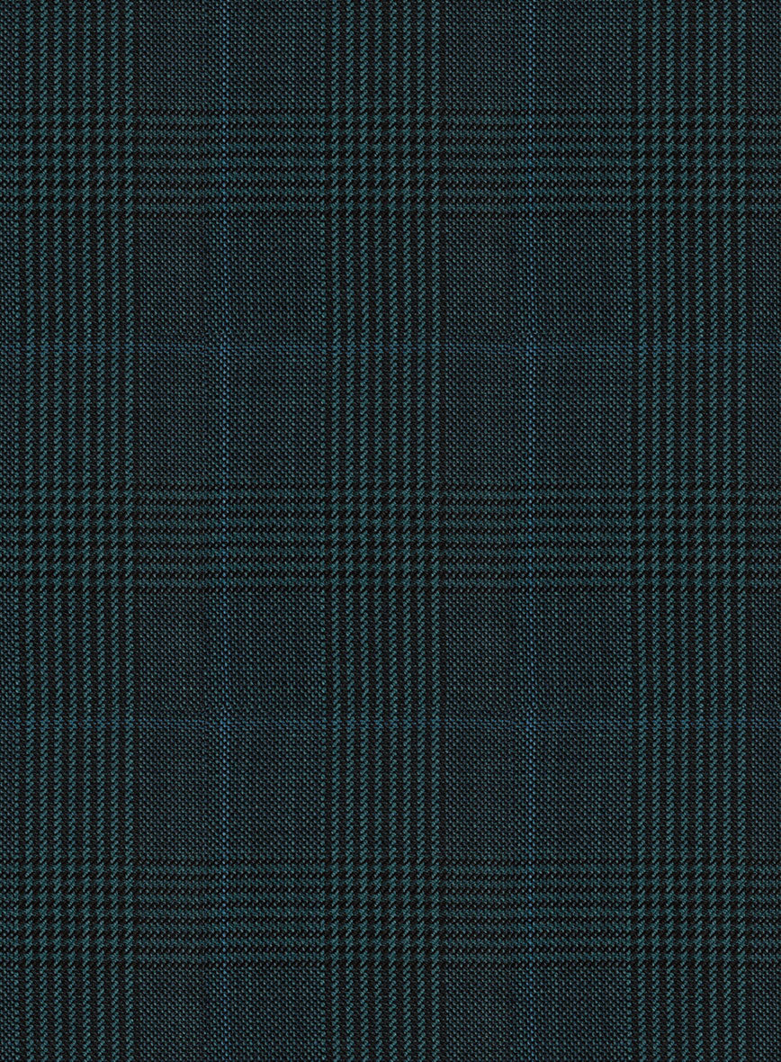 Napolean Esso Tartan Teal Bule Wool Pants - StudioSuits