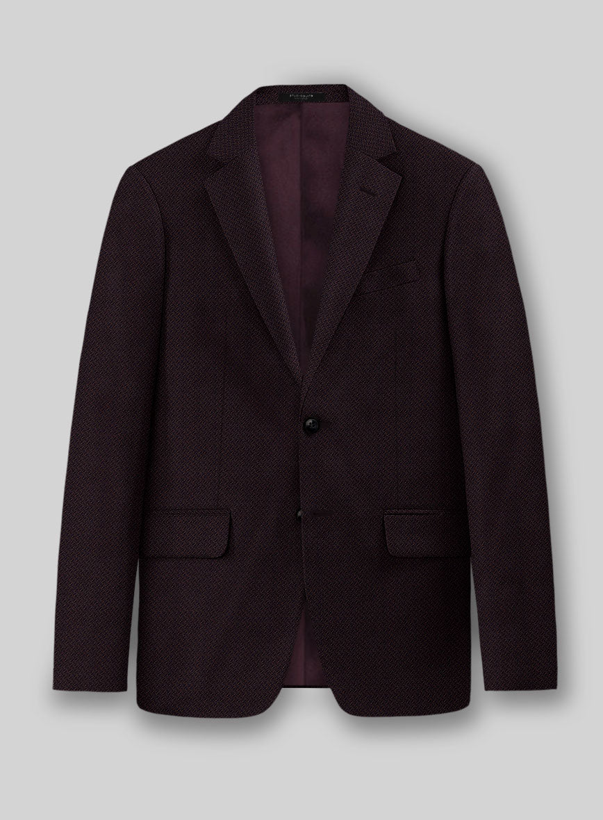 Napolean Faliero Diamond Weave Wine Wool Jacket - StudioSuits