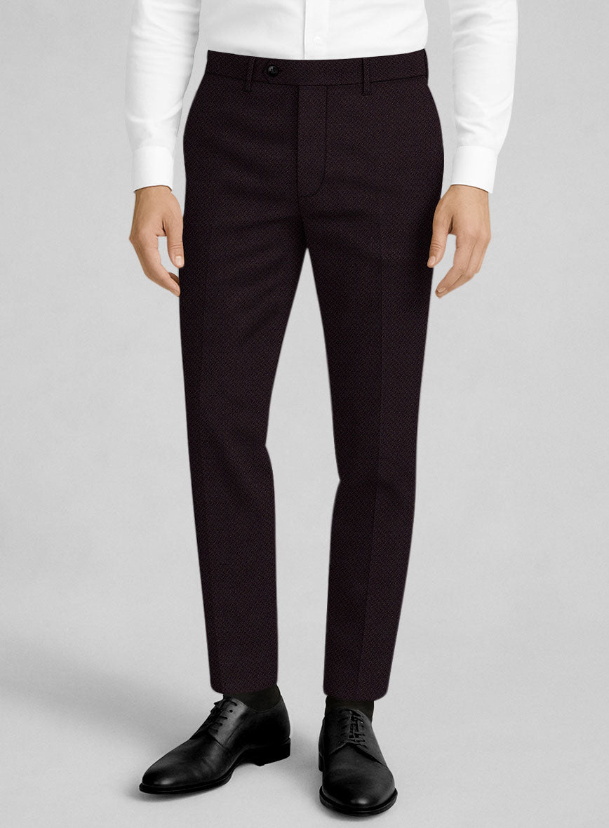 Napolean Faliero Diamond Weave Wine Wool Pants - StudioSuits