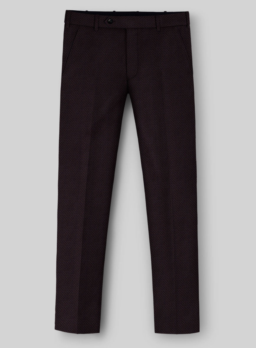 Napolean Faliero Diamond Weave Wine Wool Pants - StudioSuits