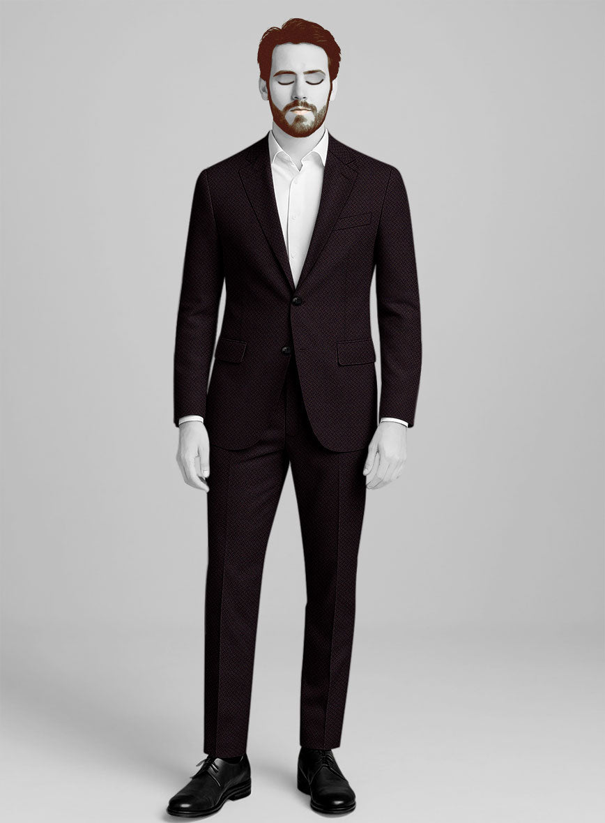 Napolean Faliero Diamond Weave Wine Wool Suit - StudioSuits