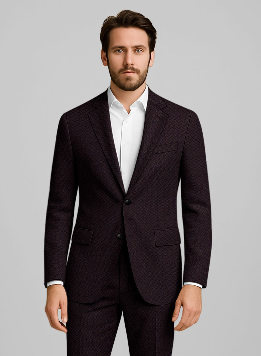 Napolean Faliero Diamond Weave Wine Wool Suit - StudioSuits