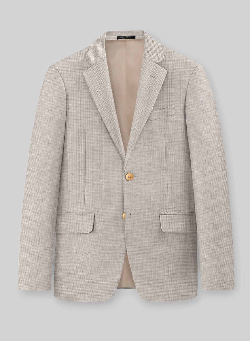 Napolean Fioran Microcheck Beige Wool Jacket - StudioSuits