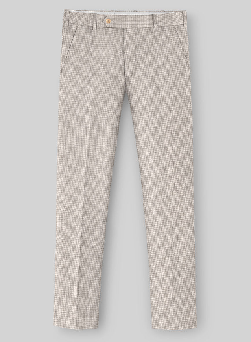 Napolean Fioran Microcheck Beige Wool Pants - StudioSuits