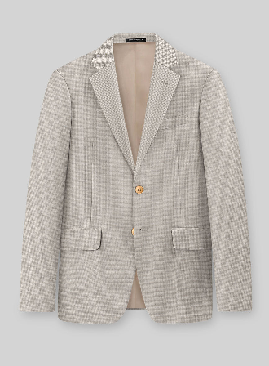 Napolean Fioran Microcheck Beige Wool Suit - StudioSuits