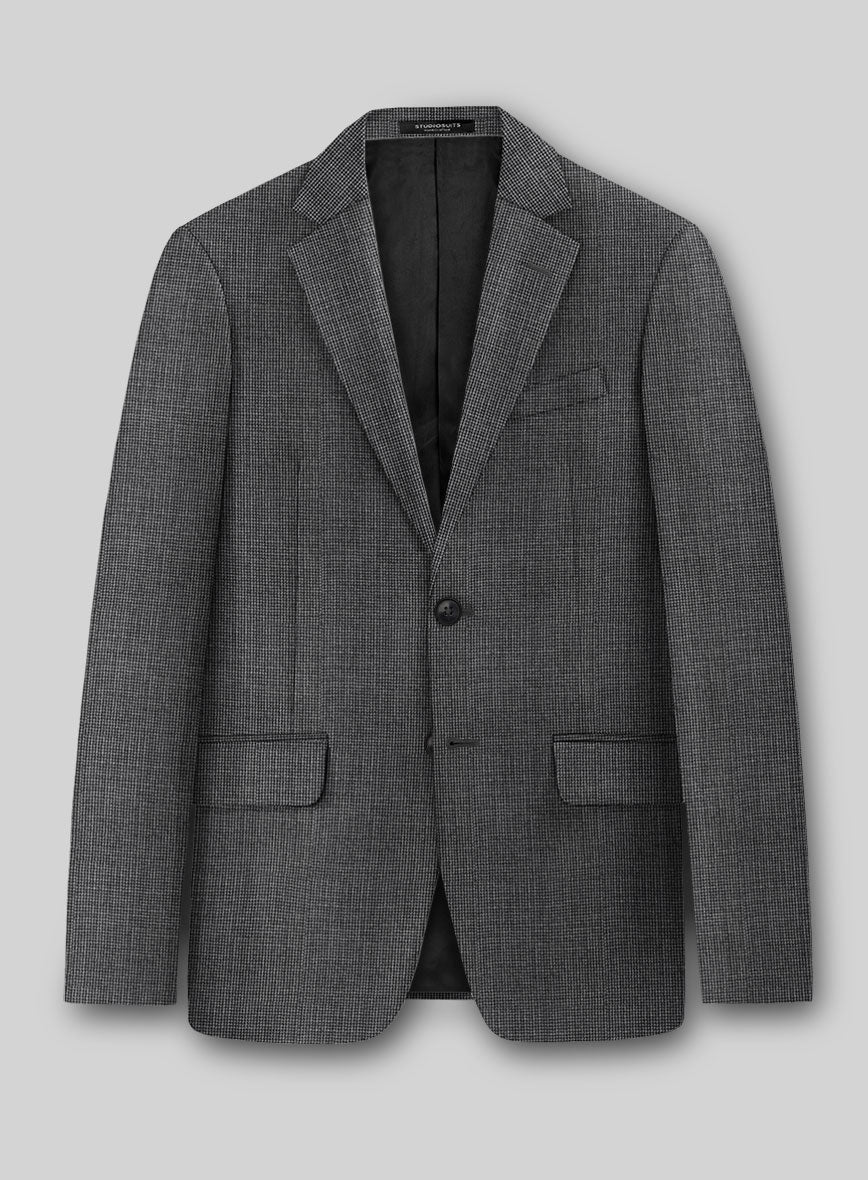 Napolean Fioran Microcheck Iron Gray Wool Jacket - StudioSuits