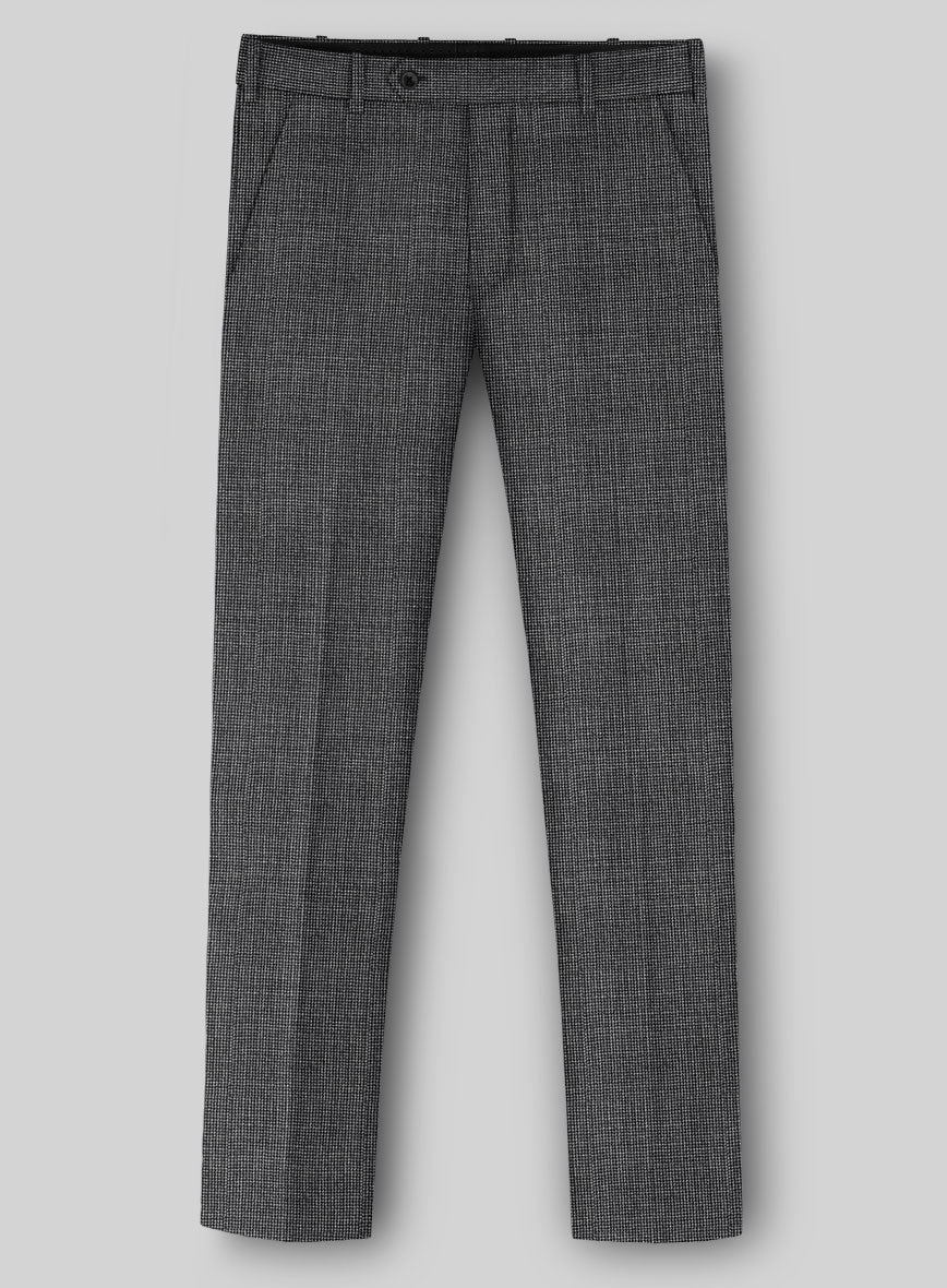 Napolean Fioran Microcheck Iron Gray Wool Pants - StudioSuits