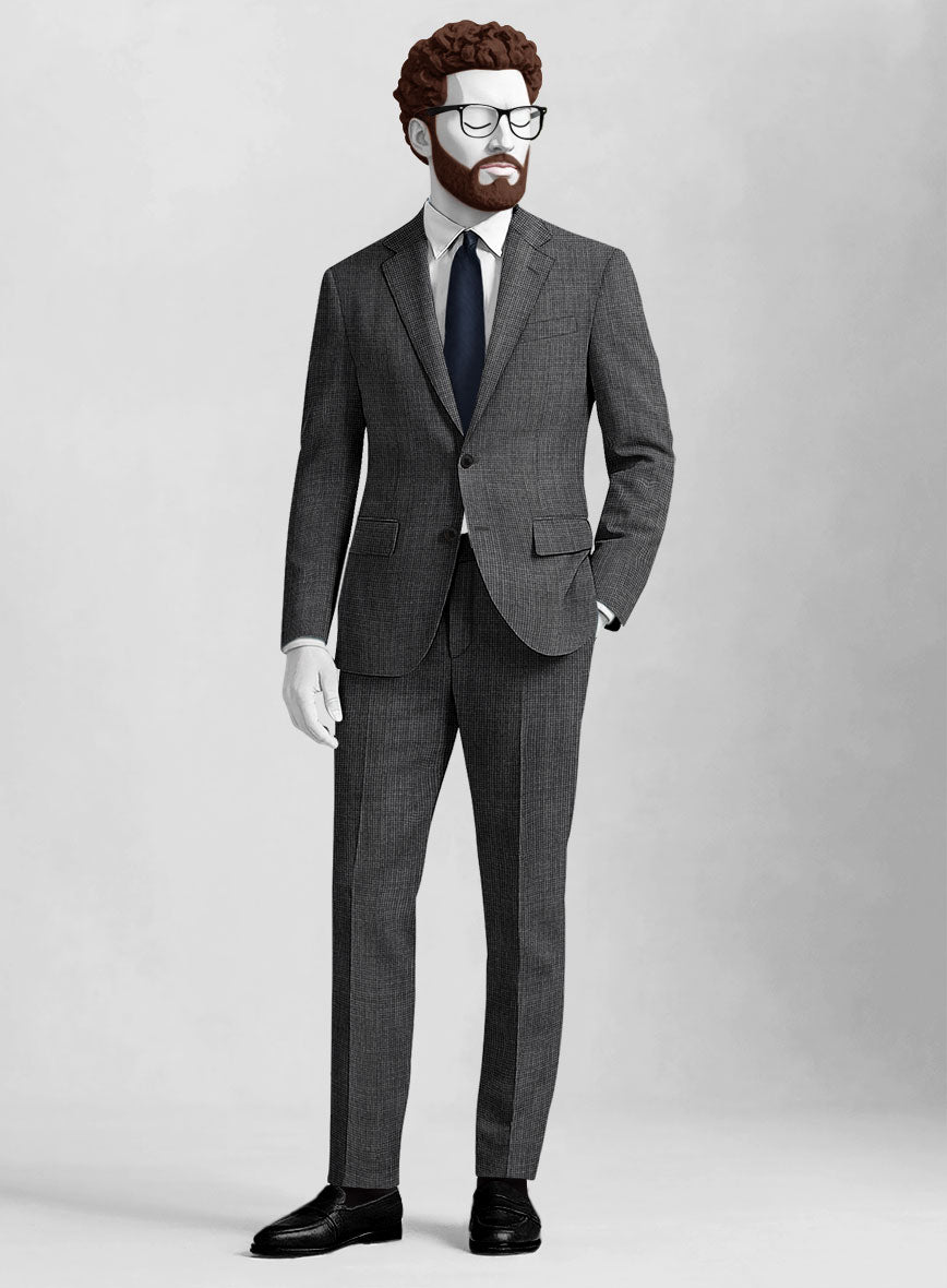 Napolean Fioran Microcheck Iron Gray Wool Suit - StudioSuits