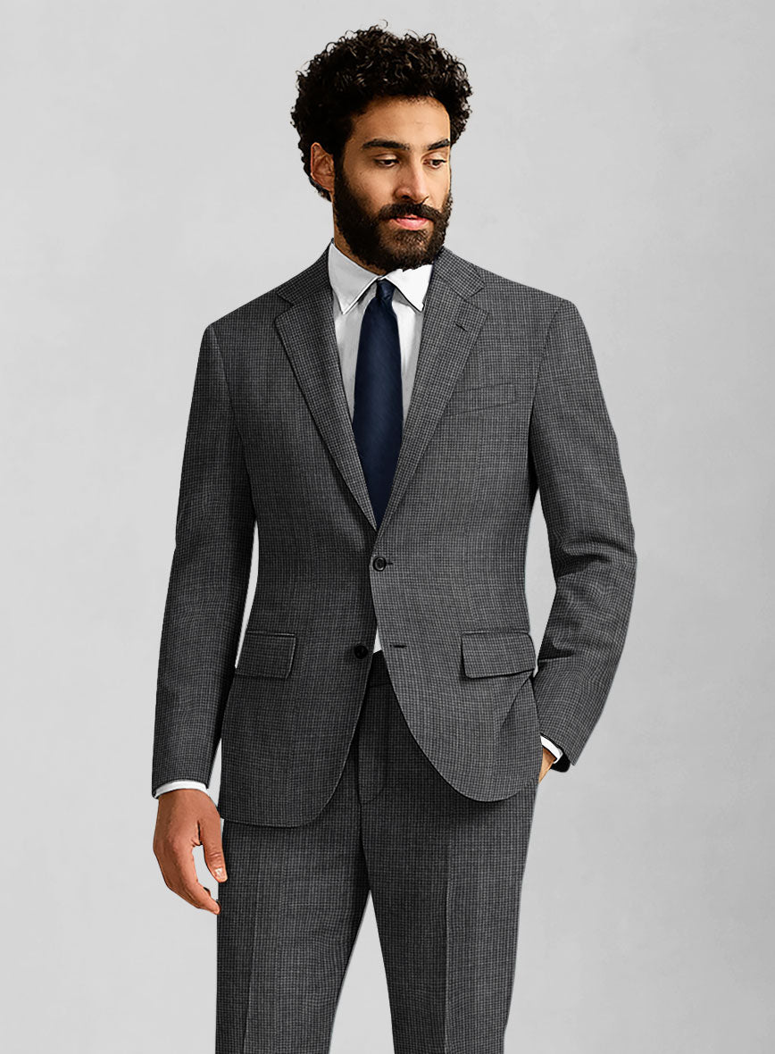 Napolean Fioran Microcheck Iron Gray Wool Suit - StudioSuits