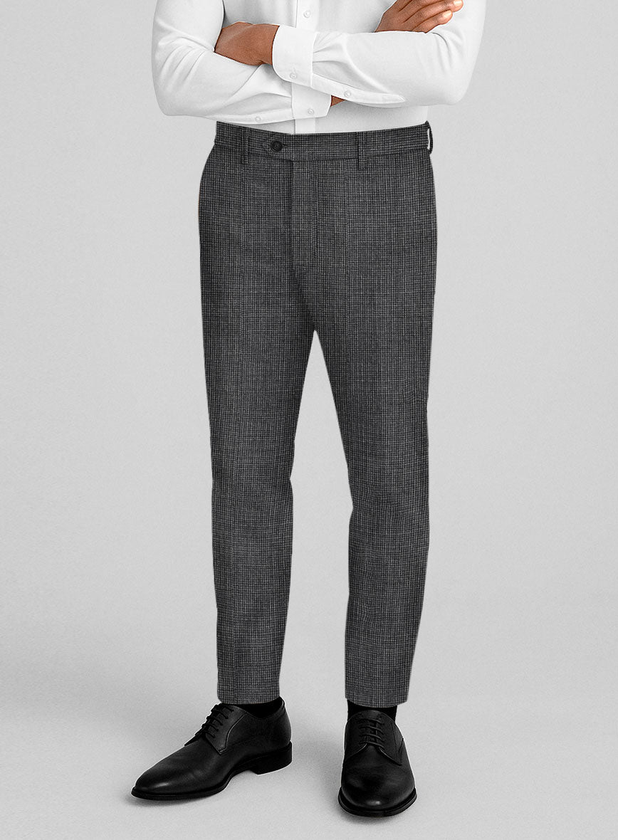 Napolean Fioran Microcheck Iron Gray Wool Suit - StudioSuits