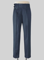 Napolean Flat Blue Double Gurkha Wool Trousers - StudioSuits