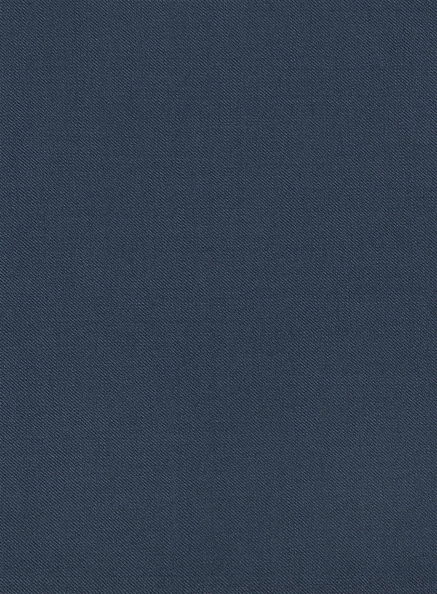 Napolean Flat Blue Wool Pants - StudioSuits
