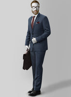 Napolean Flat Blue Wool Suit - StudioSuits