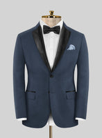 Napolean Flat Blue Wool Tuxedo Suit - StudioSuits