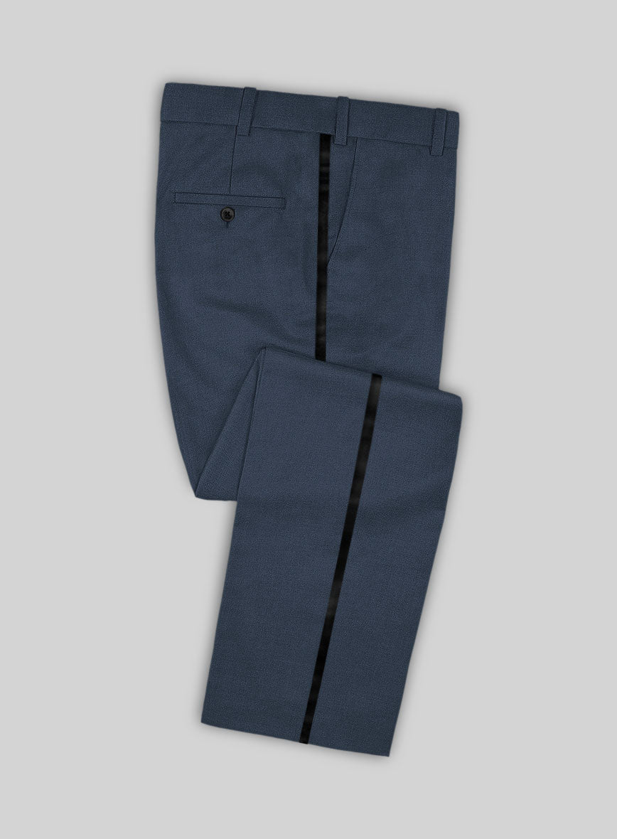 Napolean Flat Blue Wool Tuxedo Suit - StudioSuits