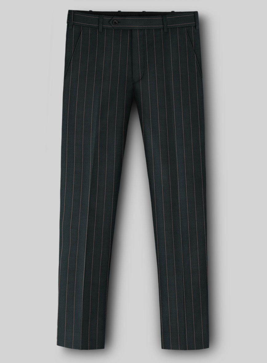 Napolean Gavino Stripe Green Wool Pants - StudioSuits