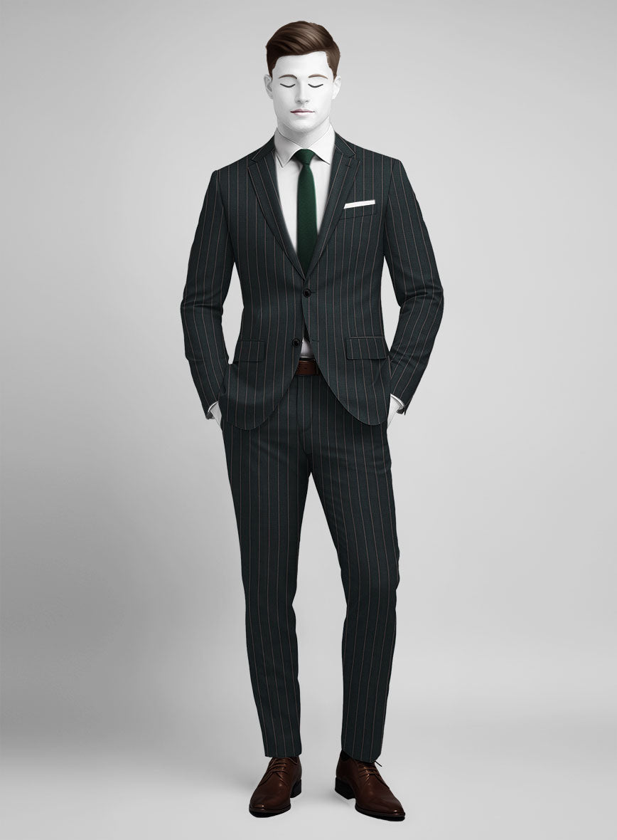 Napolean Gavino Stripe Green Wool Suit - StudioSuits