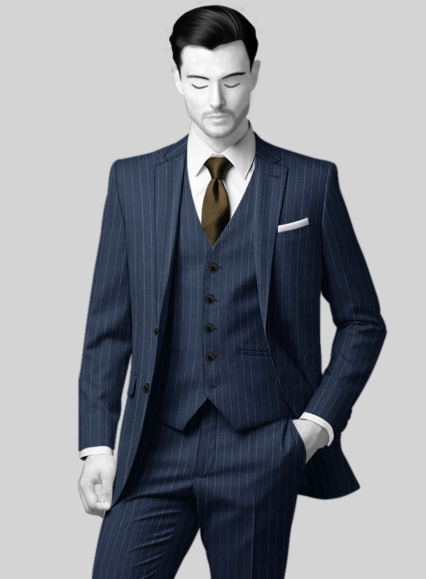 Napolean Genova Stripe Blue Wool Jacket - StudioSuits
