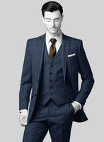 Napolean Genova Stripe Blue Wool Suit - StudioSuits