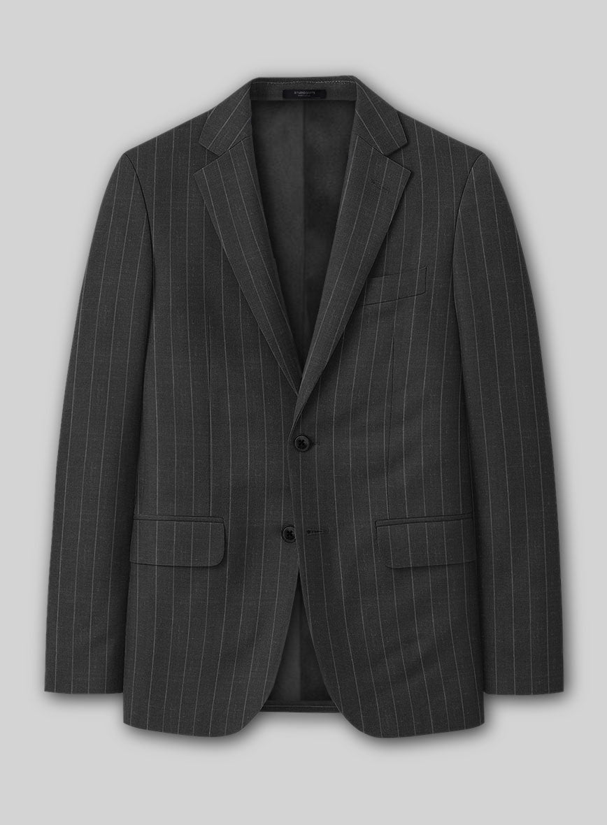 Napolean Genova Stripe Charcoal Wool Suit - StudioSuits