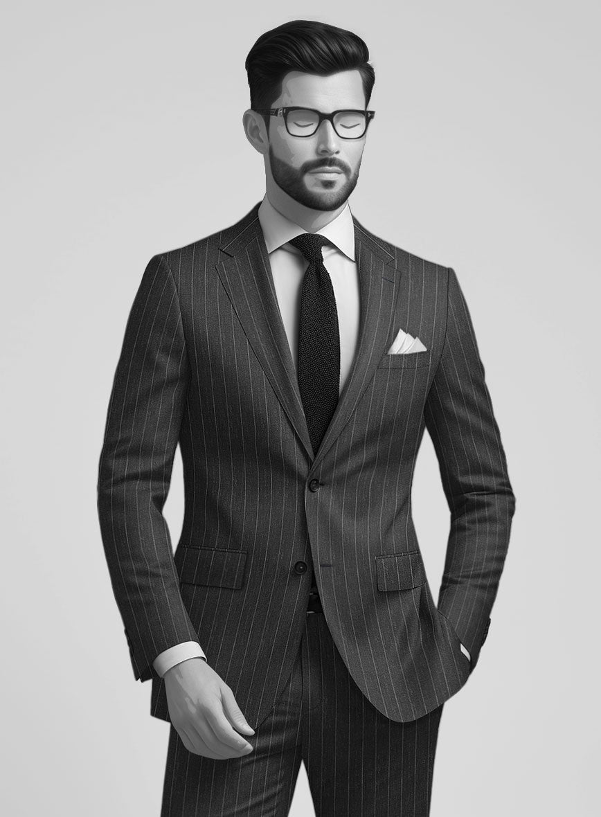 Napolean Genova Stripe Charcoal Wool Suit - StudioSuits