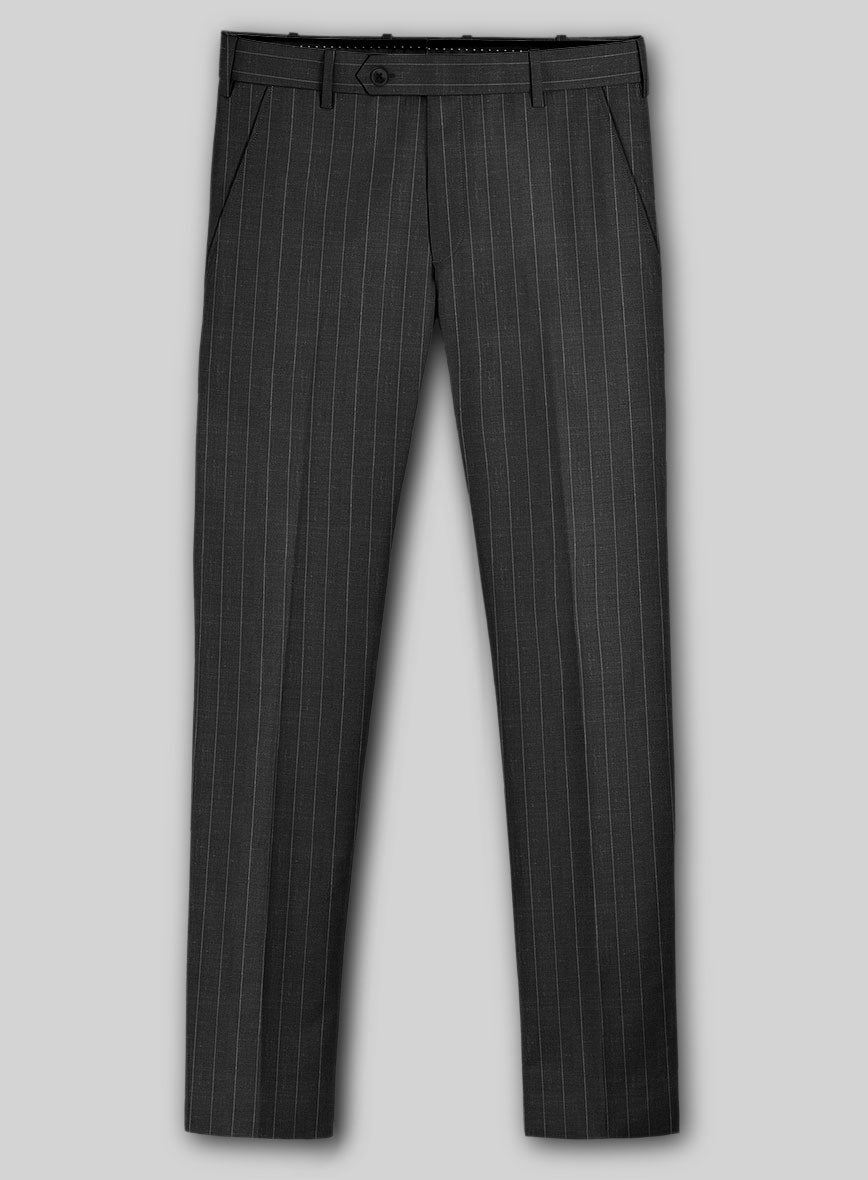 Napolean Genova Stripe Charcoal Wool Suit - StudioSuits