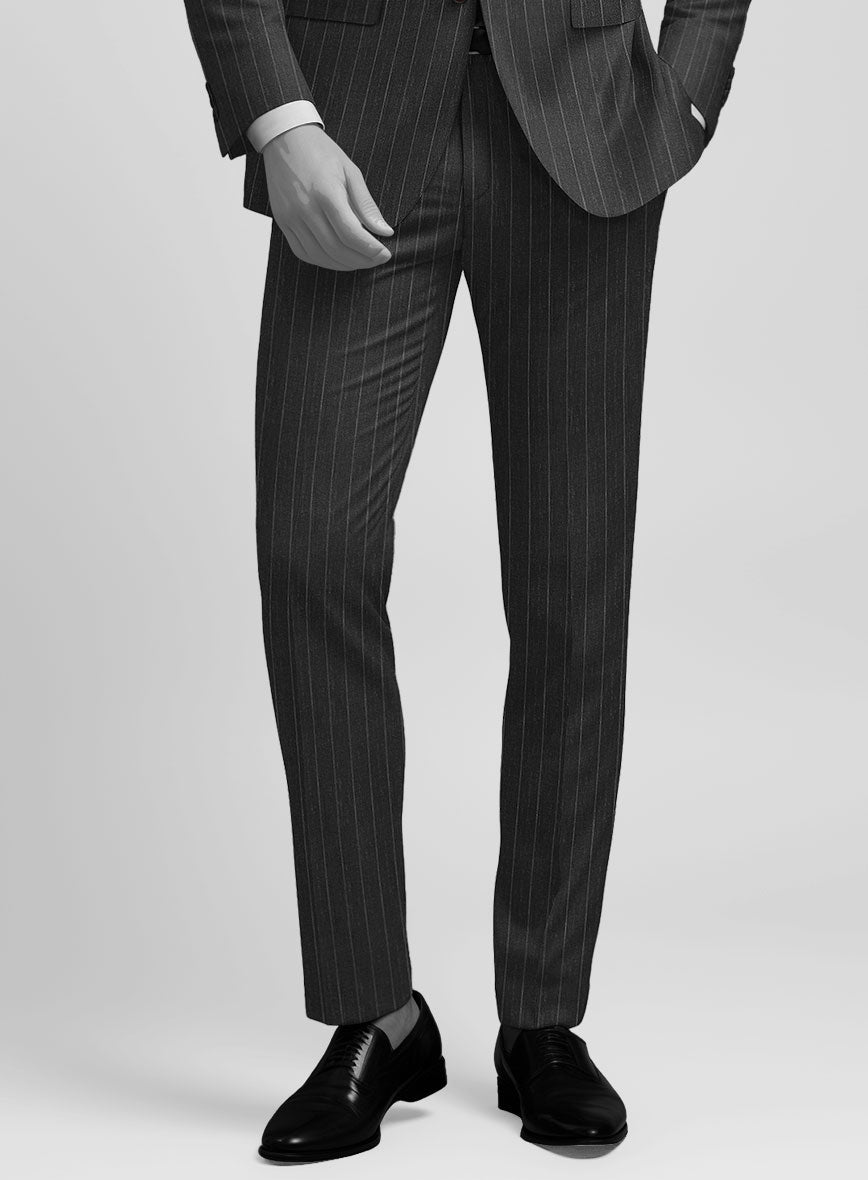 Napolean Genova Stripe Charcoal Wool Suit - StudioSuits