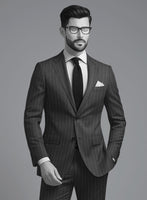 Napolean Genova Stripe Charcoal Wool Suit - StudioSuits