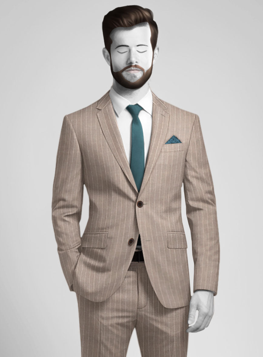 Napolean Genova Stripe Dark Beige Wool Jacket - StudioSuits